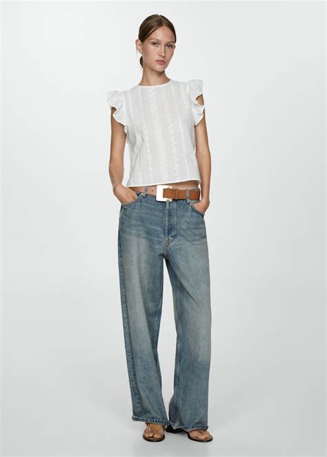Ruffled cotton top - Women | MANGO USA