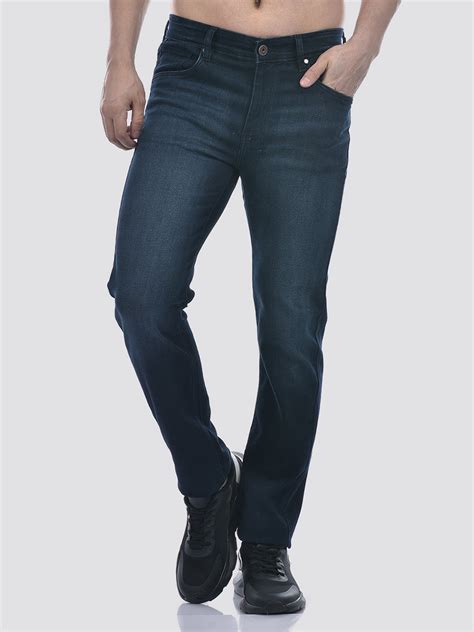Buy Men's Blue Mid Rise Slim Fit Sustainable Jeans Online | Numero Uno