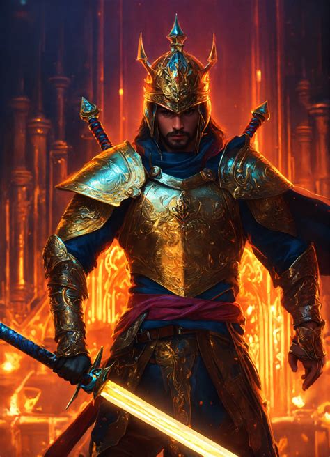 Lexica - Very realistic neon colored gold and metal wielding sword ...