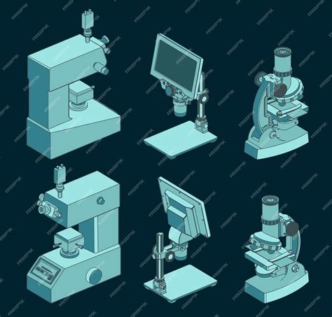 Premium Vector | Microscopes mini set illustrations