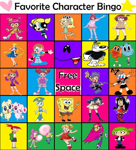 Favorite Character Bingo by Lapisfan2055 on DeviantArt