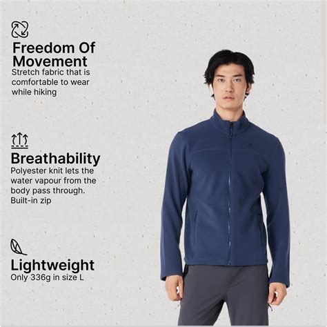 Men’s mountain hiking fleece jacket MH100 Full Zip - Blue