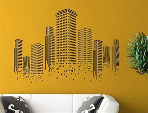 Heaven Decors Vinyl Urban City Building Black Wall Sticker (83X59 cm ...