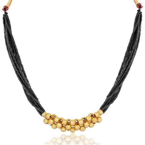 Amaal Mangal Sutra Traditional Jewellery Ethnic Pearl Black Beads Gold ...