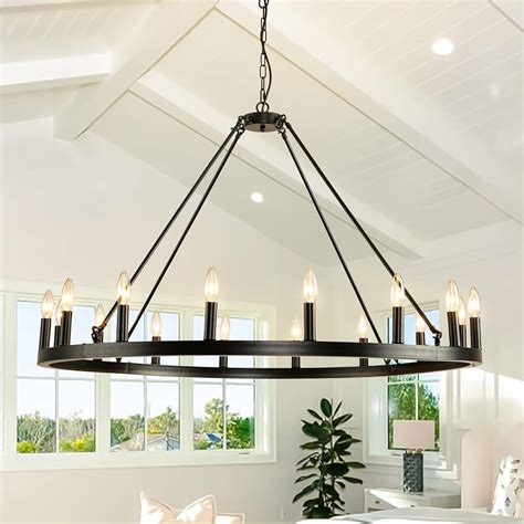 Sdorens Black Wagon Wheel Chandelier Farmhouse: 16-Light 43 Inch Large ...