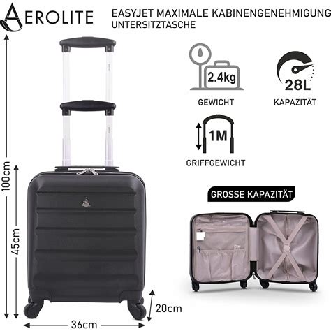 Aerolite 45x36x20cm Koffer Handgepäck easyJet Maximale Größe ABS Cabin ...