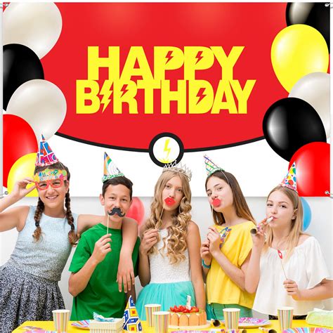 6.1 x 3.6 Feet Red White Ball Birthday Backdrop Extra Large Happy ...