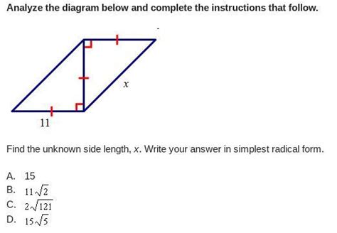 Find the unknown side length, x. Write your answer in simplest radical ...
