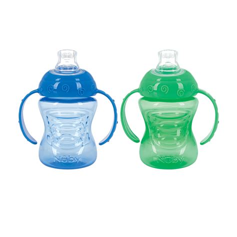 Buy Nuby 2-Pack Two-Handle No-Spill Super Spout Grip N' Sip Cup, 8 ...