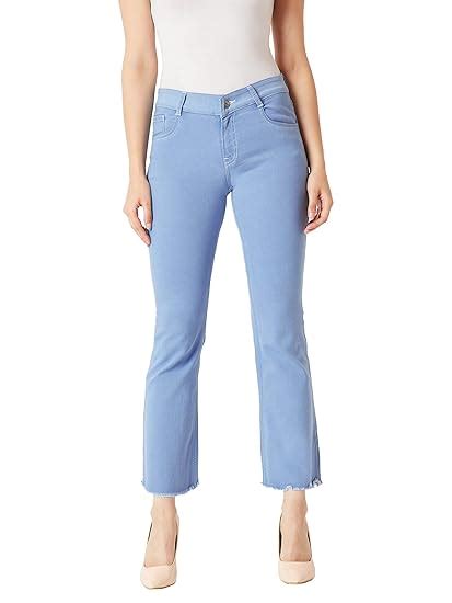 Buy Miss Chase Women's Light Blue Boot Cut High Rise Cropped ...