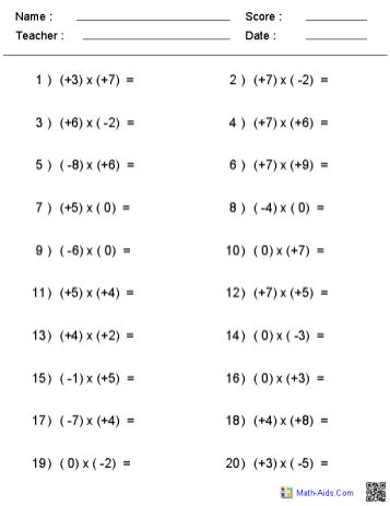 Multiplication of Integers Class 7 的图像结果