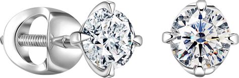 Серьги пусеты-гвоздики из белого золота ALROSA DIAMONDS 9C701A21S с ...