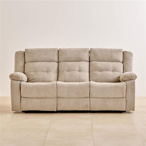 Buy Helios Zurich Fabric 3-Seater Manual Recliner - Beige from Helios ...