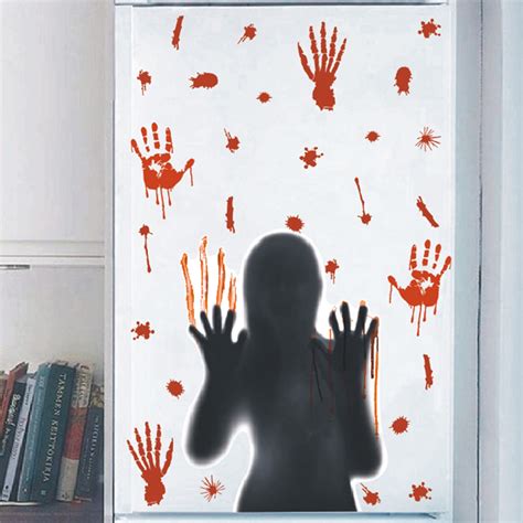 Vnanda Halloween Window Clings,Bloody Handprint Footprint Halloween ...
