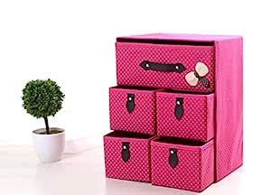 DAISIES Foldable 3 Drawer 5 Layer Units Fabric Cabinet Closet Storage ...