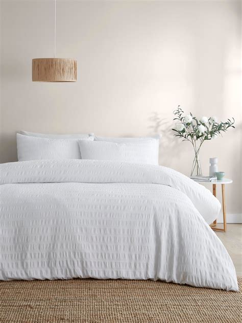 Buy Serene White Honley Seersucker Textured Duvet Cover Set from the ...