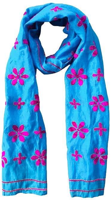 Buy Haryana Hoops Chanderi Silk Dupatta, Phulkari Work Hand Embroidery ...