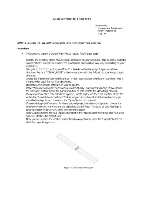 Etm-9 - 9. Loss Coefficient for a Hexa-Grille AIM: To calculate the ...