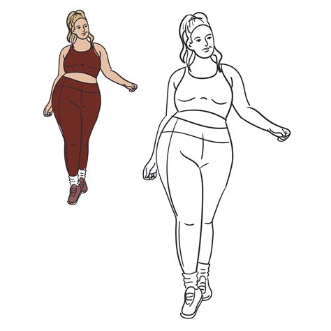 The outline of a full female figure in a tracksuit is engaged. Outline ...