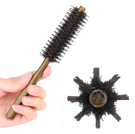 Small Round Hair Brush with Boar & Nylon Bristle, 1.4 Inch, Roller ...