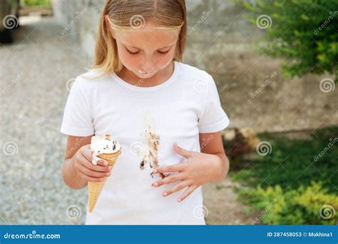 The Child Stained His Clothes with Ice Cream Stock Image - Image of ...