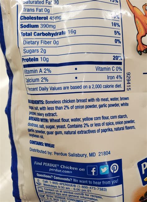 Perdue Chicken Nuggets Nutrition