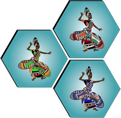 SAF Set of 3 Hexagon Modern Art Dancing MDF Board UV Textured Painting ...