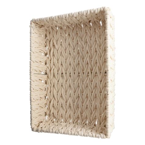 Chunky White Under Bed Fabric Storage Basket, Medium