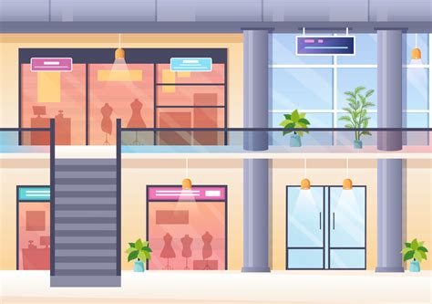 Shopping Mall Modern Background Illustration with Interior Inside ...
