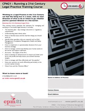Fillable Online cpm21 co CPM21 : Running a 21st Century Legal Practice ...