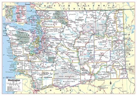 Cool Owl Maps Washington State Wall Map Poster Rolled (Laminated 34"x24 ...