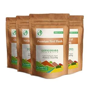 GOPALDHARA Darjeeling First Flush Teas Sample Pouches (Pack Of 4 Teas ...