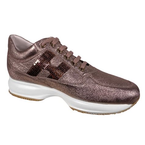 sneakers donna HOGAN INTERACTIVE metallic effect oro rosa shoes women