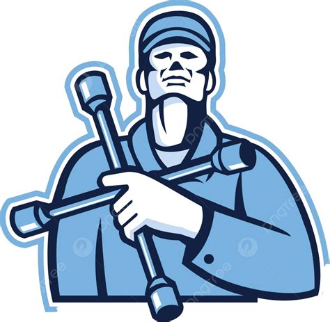 Tire Mechanic Holding Lug Wrench Retro Tire Wheel Tire Wrench Tool ...