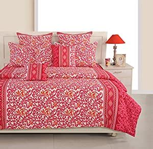 Swayam 144 TC Floral Print Cotton Extra Large Bed Sheet with 2 Pillow ...