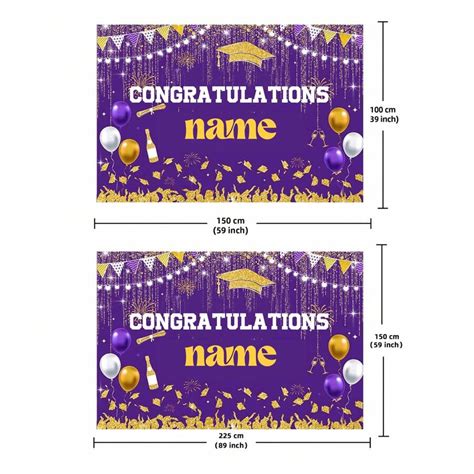 Customizable Personalized Purple And Gold 2025 Graduation Backdrop ...