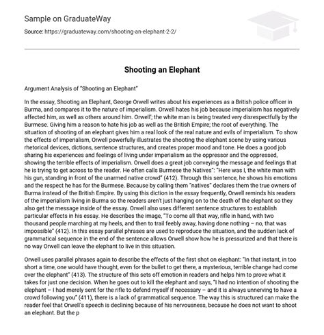 Shooting an Elephant - 1198 Words | Free Essay Example on GraduateWay