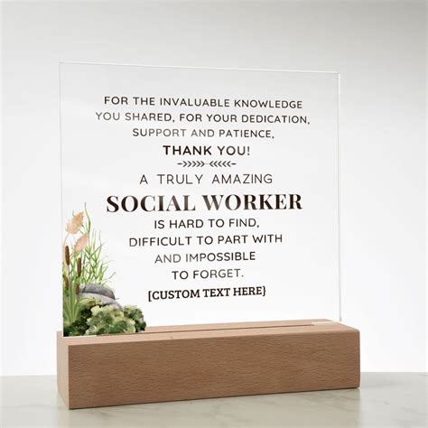 Social Worker Appreciation Gifts Custom Plaque With LED Light Option Thank You Gift - Etsy