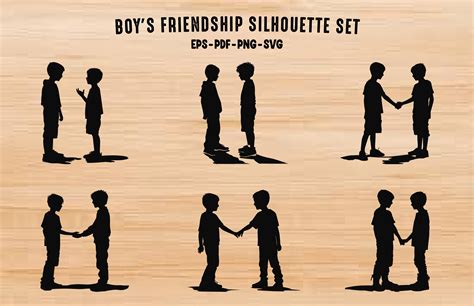 Silhouettes of Boy's Friendship Clipart Graphic by Gfx_Expert_Team · Creative Fabrica