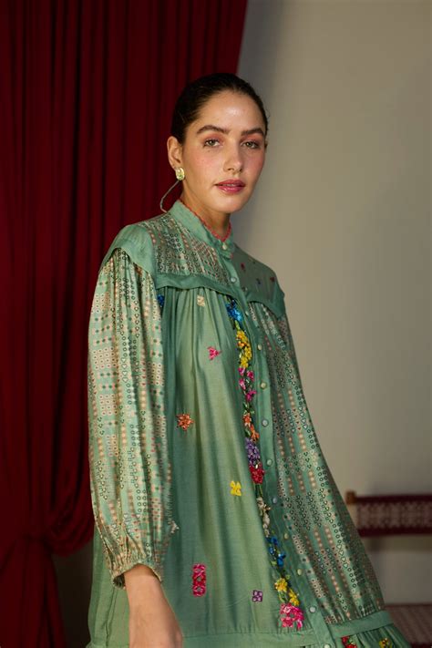 Verdant Green Printed Dress