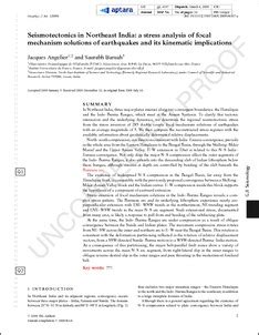 Seismotectonics in Northeast India : a stress analysis of focal ...