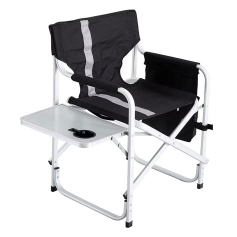 Outdoor Chair, Padded Folding Camping Chair with Side Table and Storage ...