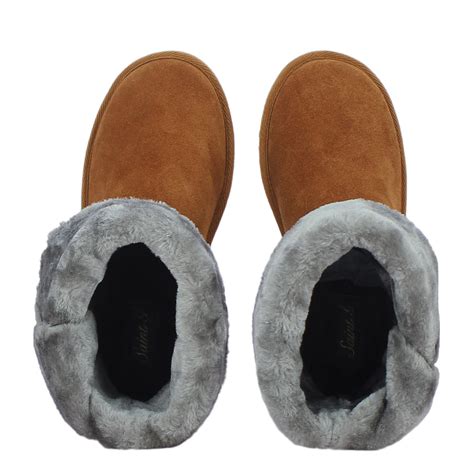 Get Trendy Winter Boots for Women | Saint Aurelia Tan Suede Snug Boots ...