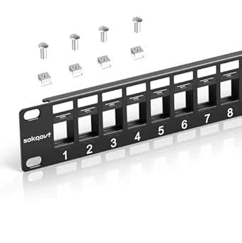 24 Port Blank Keystone Patch Panel with Snap-in Design, Cat6 Network ...