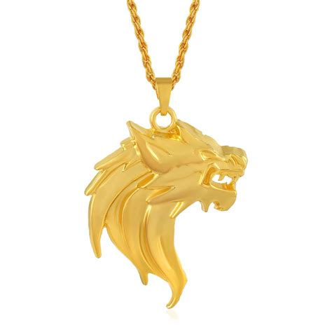 Buy Memoir Micron Gold Plated Big and Heavy Lion head with flowing hair ...