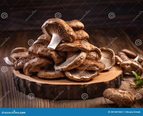 Fresh Shiitake Mushrooms, Raw Shitake Pile, Healthy Organic Asian Fungi ...