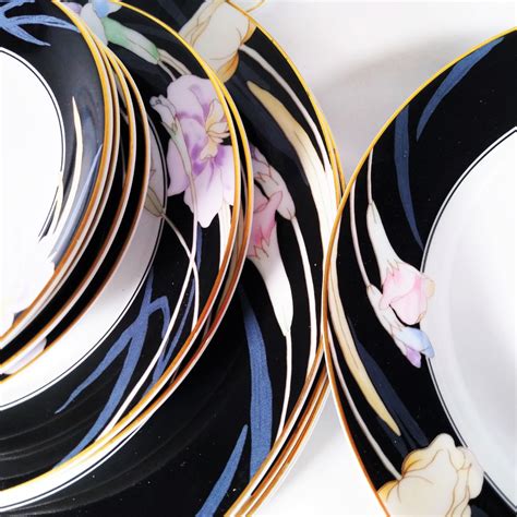 Retro Mikasa China Dinnerware set Charisma Black | China dinnerware ...