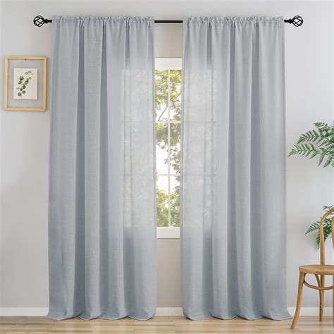Amazon.com: CUCRAF Linen Curtains 63 Inch Length 2 Panels Set ...