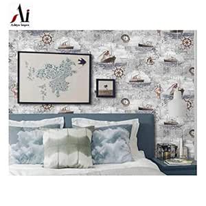 SPAK- KAL Wallpaper Printed Self Adhesive Wall Clock Pirate Ship Water ...