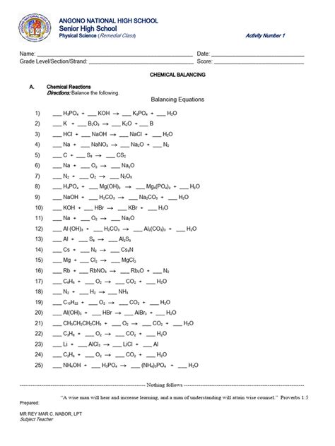Free Science Lessons How to Balance Equations 的图像结果